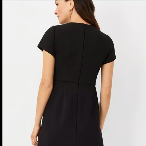 ANN TAYLOR THE MIDI DOUBLE KNIT FLARE BLACK DRESS $159 NWOT 6 P - Picture 5 of 10